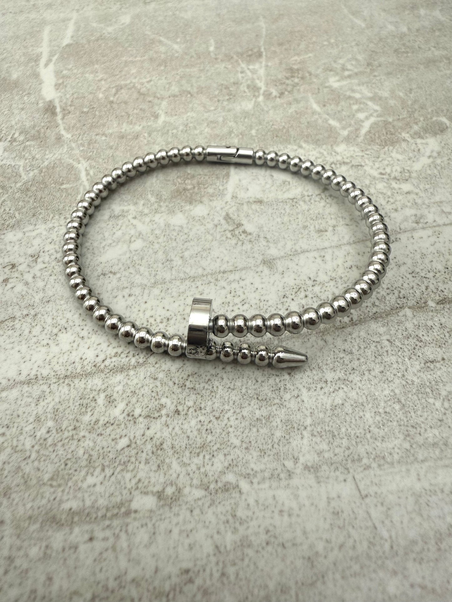 Beaded Nail- Silver