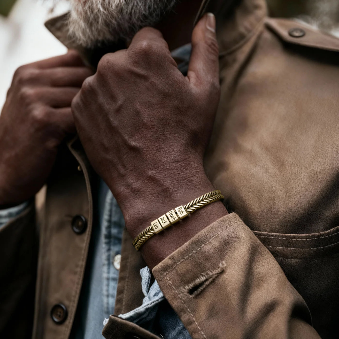 Jasper Engraved Cuban Bracelet- Men