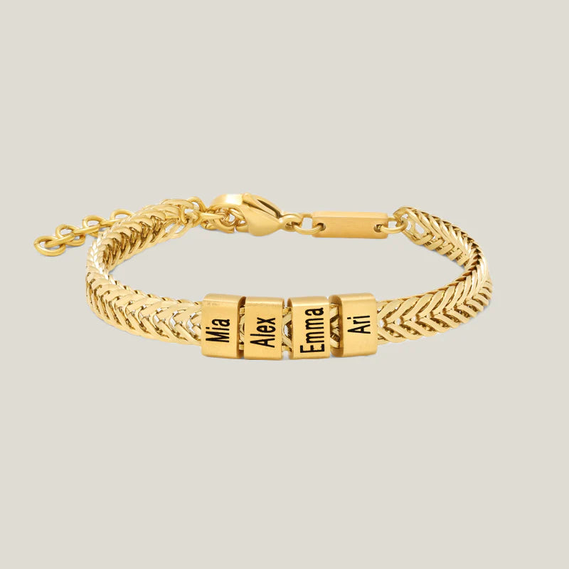 Jasper Engraved Cuban Bracelet- Men