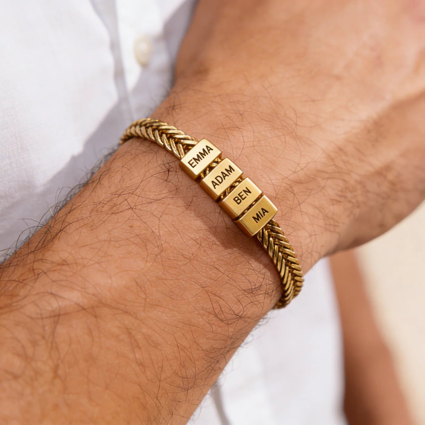Jasper Engraved Cuban Bracelet- Men